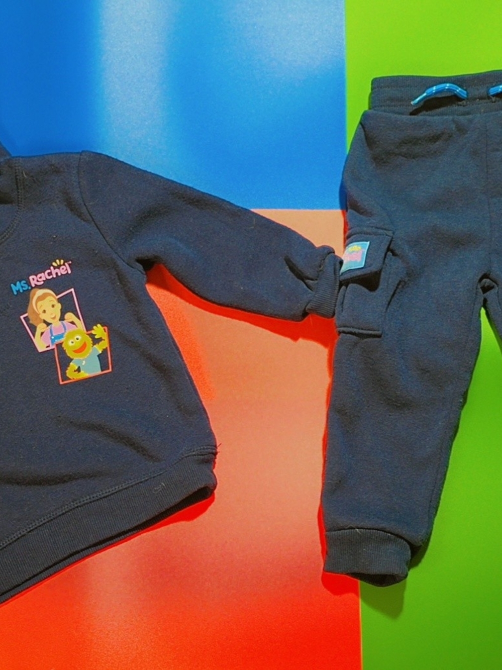 Rachel Navy Sweatshirt & Joggers Set with Colorful Graphic